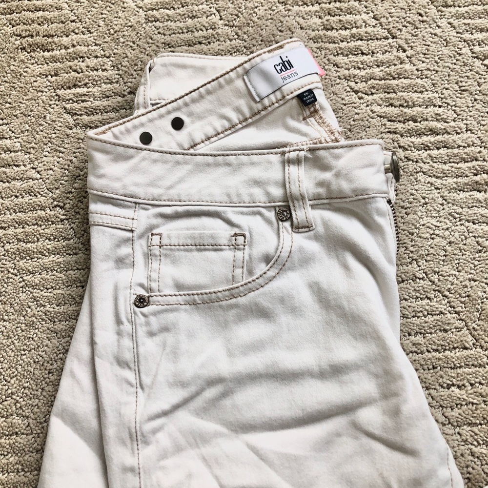 Cabi off-white distressed jeans